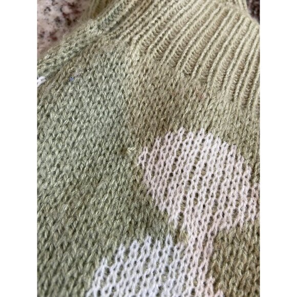 Shein Womens Sweater Medium Green White Floral Y2K Retro - Picture 6 of 8